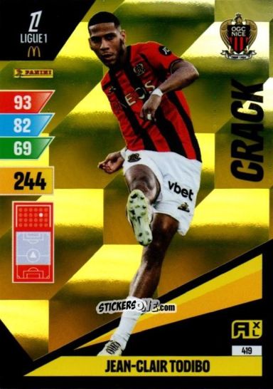 Figurina Jean-Clair Todibo - Ligue 1 2024-2025. Adrenalyn XL n. 419 - Panini