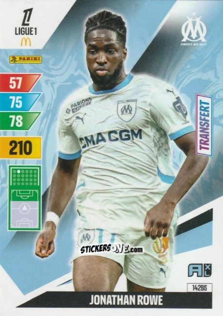 Cromo Jonathan Rowe - Ligue 1 2024-2025. Adrenalyn XL n. 142BIS - Panini
