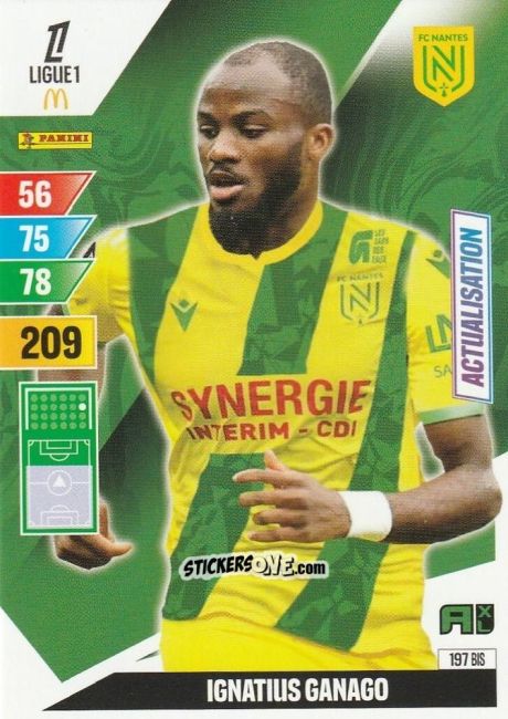 Sticker Ignatius Ganago - Ligue 1 2024-2025. Adrenalyn XL n. 197BIS - Panini