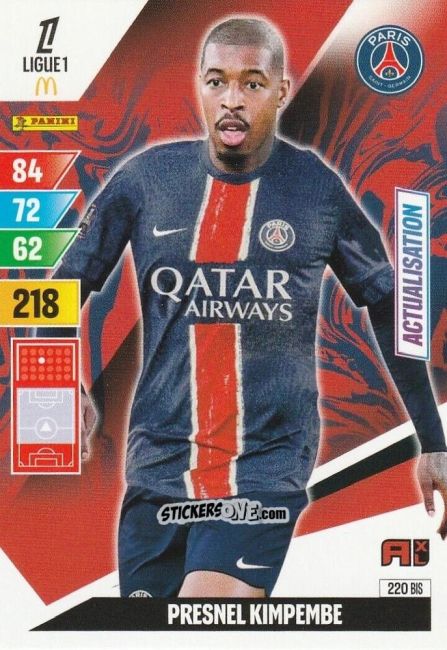 Cromo Presnel Kimpembe - Ligue 1 2024-2025. Adrenalyn XL n. 220BIS - Panini
