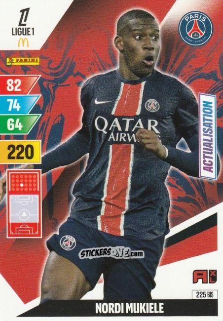 Sticker Nordi Mukiele - Ligue 1 2024-2025. Adrenalyn XL n. 225BIS - Panini
