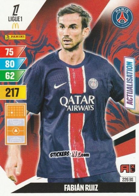 Sticker Fabian Ruiz - Ligue 1 2024-2025. Adrenalyn XL n. 226BIS - Panini