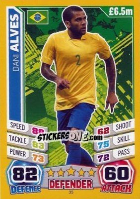 Sticker Dani Alves - Match Attax England 2014 n. 35 - Topps