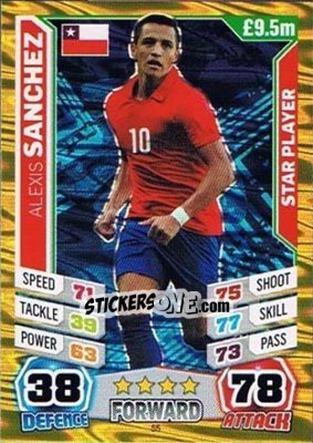 Sticker Alexis Sanchez - Match Attax England 2014 n. 55 - Topps