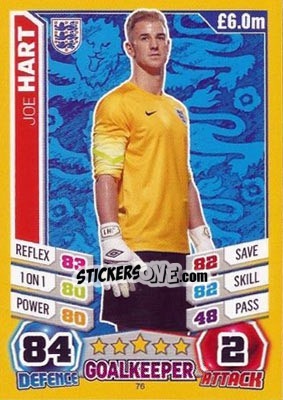 Sticker Joe Hart - Match Attax England 2014 n. 76 - Topps
