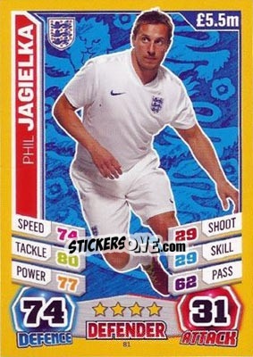 Sticker Phil Jagielka - Match Attax England 2014 n. 81 - Topps