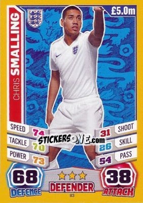 Sticker Chris Smalling - Match Attax England 2014 n. 83 - Topps