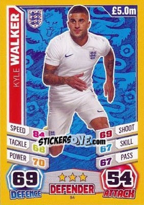 Sticker Kyle Walker - Match Attax England 2014 n. 84 - Topps