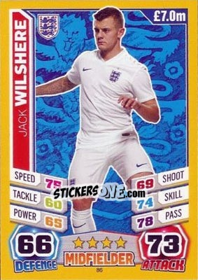 Sticker Jack Wilshere - Match Attax England 2014 n. 86 - Topps