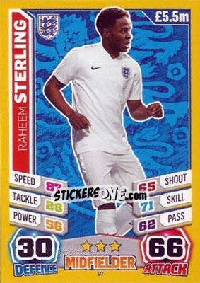 Cromo Raheem Sterling - Match Attax England 2014 - Topps