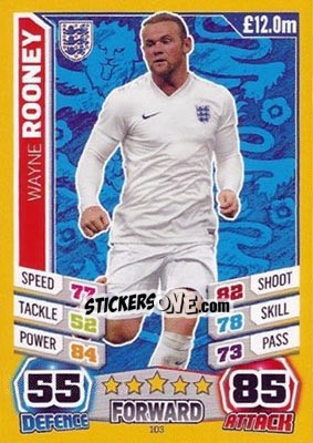 Sticker Wayne Rooney - Match Attax England 2014 n. 103 - Topps