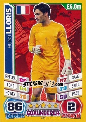 Sticker Hugo Lloris - Match Attax England 2014 n. 104 - Topps