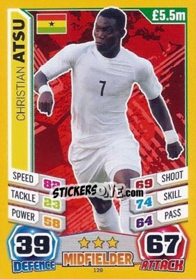 Sticker Christian Atsu - Match Attax England 2014 n. 129 - Topps