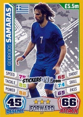 Sticker Georgios Samaras - Match Attax England 2014 n. 137 - Topps