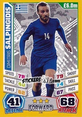 Sticker Dimitris Salpingidis - Match Attax England 2014 n. 138 - Topps