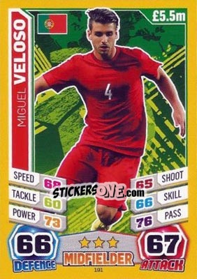 Sticker Miguel Veloso - Match Attax England 2014 n. 191 - Topps
