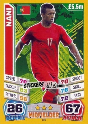 Sticker Nani - Match Attax England 2014 n. 194 - Topps