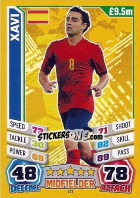 Sticker Xavi Hernandez - Match Attax England 2014 n. 211 - Topps