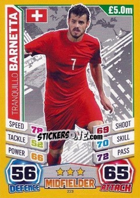 Sticker Tranquillo Barnetta - Match Attax England 2014 n. 223 - Topps