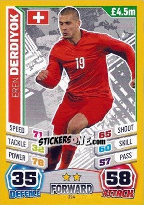 Sticker Eren Derdiyok - Match Attax England 2014 n. 224 - Topps