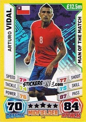Sticker Arturo Vidal - Match Attax England 2014 n. 245 - Topps
