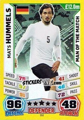 Sticker Mats Hummels - Match Attax England 2014 n. 252 - Topps