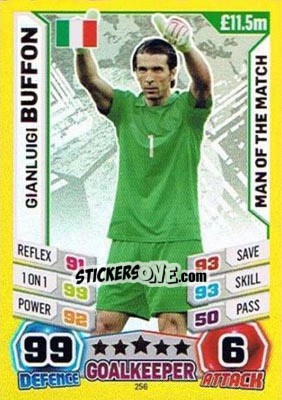 Sticker Gianluigi Buffon - Match Attax England 2014 n. 256 - Topps