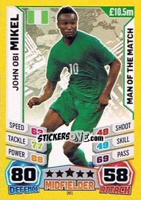Sticker John Obi Mikel - Match Attax England 2014 n. 261 - Topps