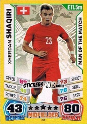 Sticker Xherdan Shaqiri - Match Attax England 2014 n. 265 - Topps
