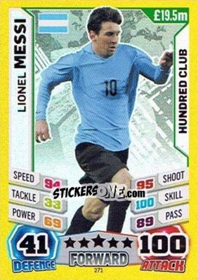 Sticker Lionel Messi - Match Attax England 2014 n. 271 - Topps