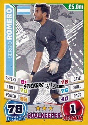 Sticker Sergio Romero - Match Attax England 2014 n. 3 - Topps