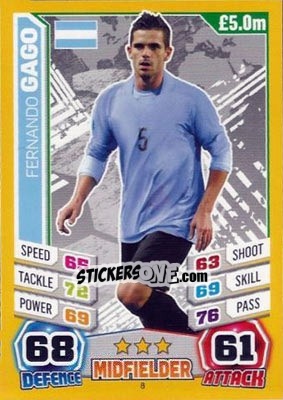 Sticker Fernando Gago - Match Attax England 2014 n. 8 - Topps
