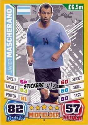 Sticker Javier Mascherano - Match Attax England 2014 n. 9 - Topps