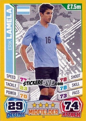 Sticker Erik Lamela - Match Attax England 2014 n. 11 - Topps