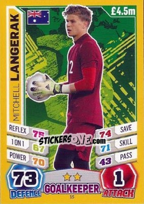 Sticker Mitchell Langerak - Match Attax England 2014 n. 15 - Topps