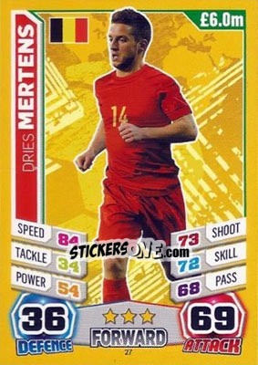 Sticker Dries Mertens - Match Attax England 2014 n. 27 - Topps