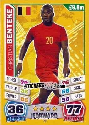 Sticker Christian Benteke - Match Attax England 2014 n. 28 - Topps