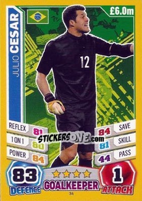 Sticker Julio Cesar - Match Attax England 2014 - Topps