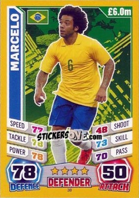 Sticker Marcelo - Match Attax England 2014 n. 38 - Topps