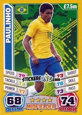 Sticker Paulinho - Match Attax England 2014 n. 40 - Topps
