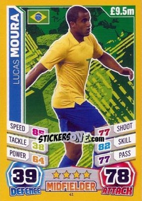 Sticker Lucas Moura - Match Attax England 2014 - Topps