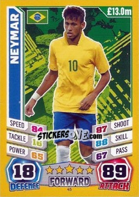Sticker Neymar - Match Attax England 2014 n. 45 - Topps