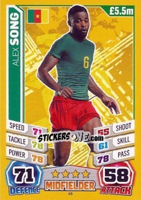 Sticker Alex Song - Match Attax England 2014 n. 46 - Topps