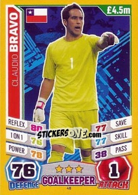 Sticker Claudio Bravo - Match Attax England 2014 n. 48 - Topps