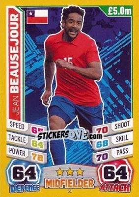 Cromo Jean Beausejour - Match Attax England 2014 - Topps