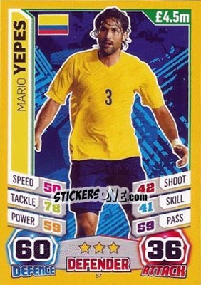Sticker Mario Yepes - Match Attax England 2014 - Topps