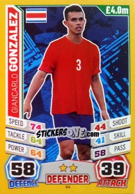 Sticker Giancarlo Gonzalez - Match Attax England 2014 n. 64 - Topps