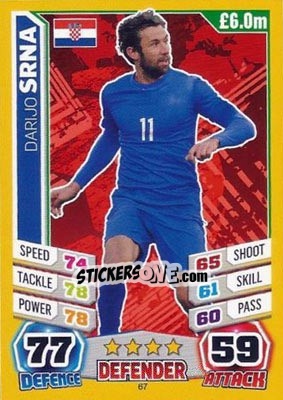 Sticker Darijo Srna - Match Attax England 2014 n. 67 - Topps