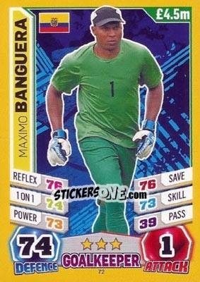 Sticker Maximo Banguera - Match Attax England 2014 n. 72 - Topps