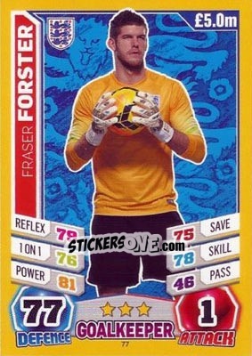 Sticker Fraser Forster - Match Attax England 2014 - Topps